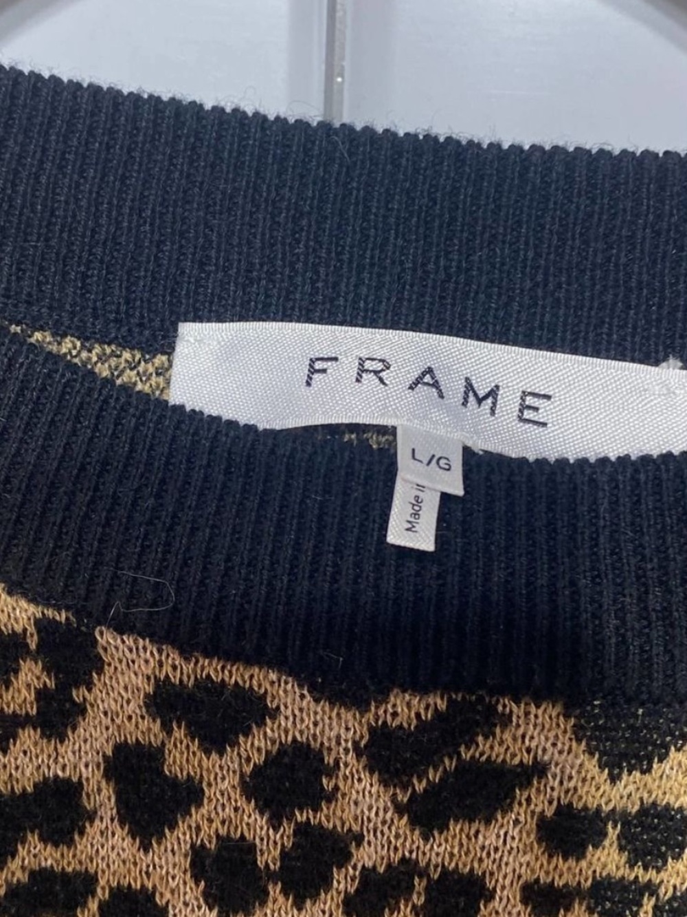 Frame Denim Leopard Print Crewneck Sweater in Tan and Black - Picture 5 of 5